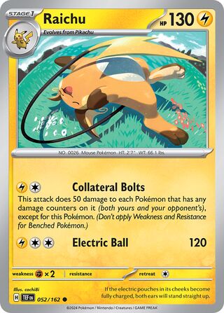 052/162 Raichu  Pokemon Temporal Forces  Common