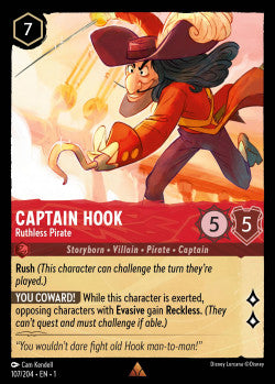 107/204 Captain Hook - Ruthless Pirate Disney Lorcana First Chapter Rare