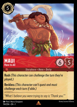 Maui - Hero to All Disney Lorcana First Chapter Rare 114/204