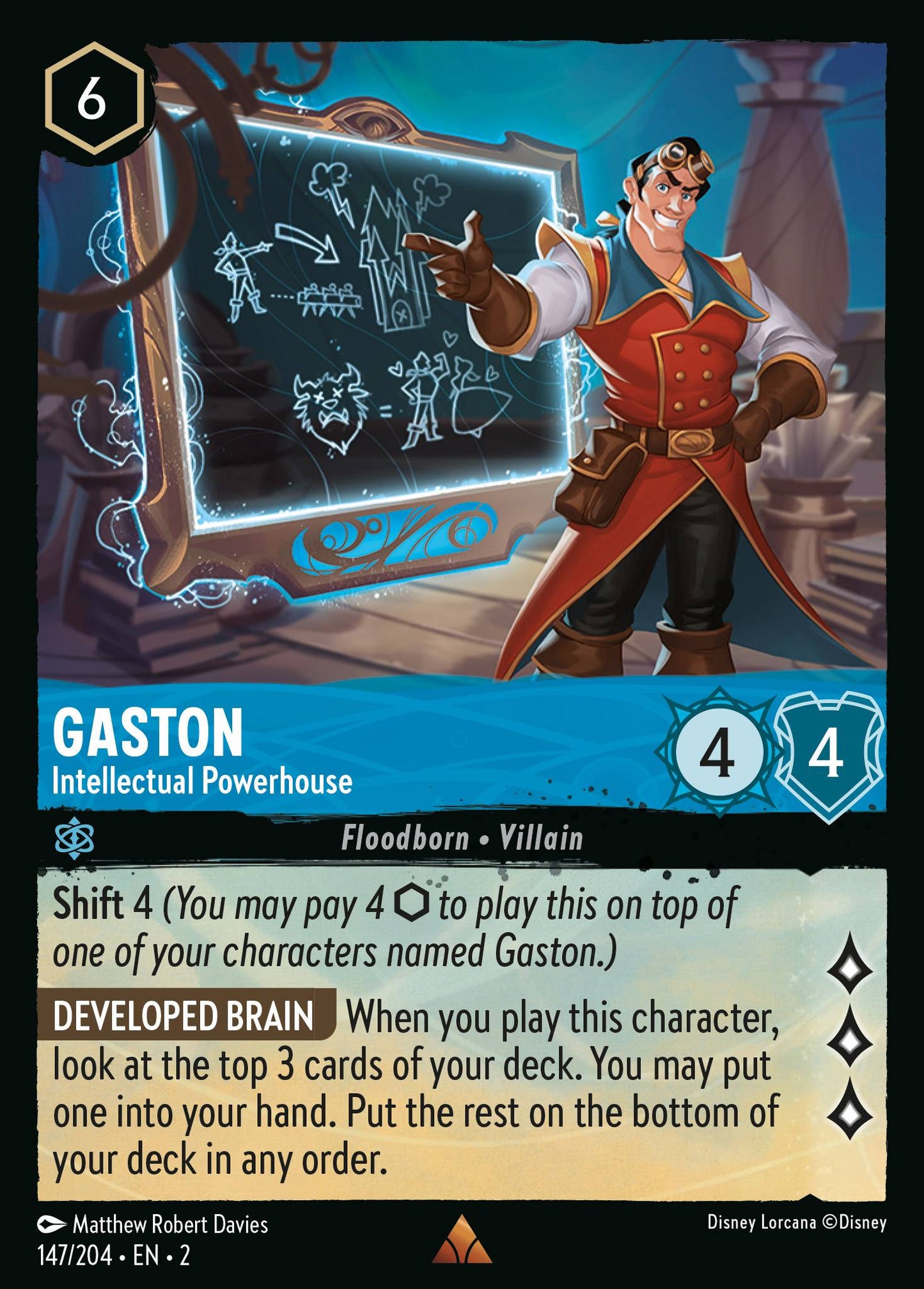 147/204 Gaston - Intellectual Powerhouse Disney Lorcana Rise of the Floodborn Rare