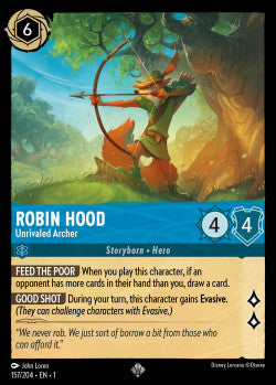 157/204 Robin Hood - Unrivaled Archer Disney Lorcana First Chapter Super Rare