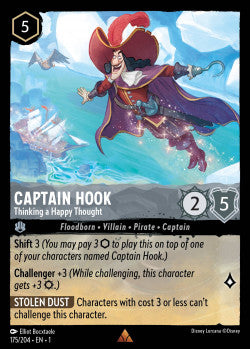 175/204 Captain Hook - Thinking A Happy Thought Disney Lorcana First Chapter Rare