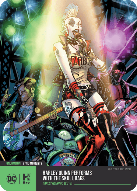 A1 - A56297 DC UNLOCK THE MULTIVERSE - CHAPTER 4 VIVID MOMENTS Harley Quinn Performs with the Skull Bags Uncommon 4