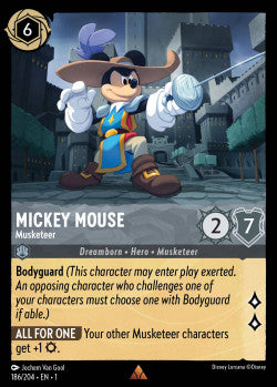 186/204 Mickey Mouse - Musketeer Disney Lorcana First Chapter Rare