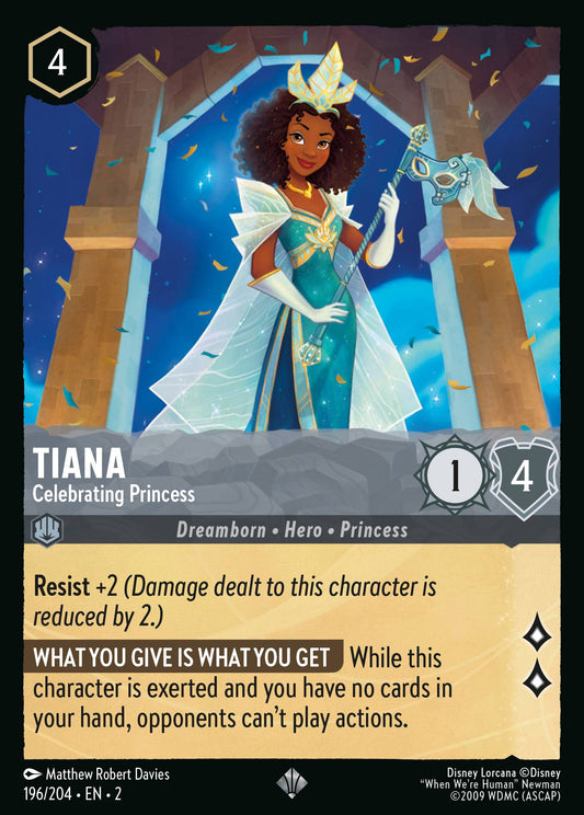 196/204 Tiana - Celebrating Princess Disney Lorcana Rise of the Floodborn Super Rare