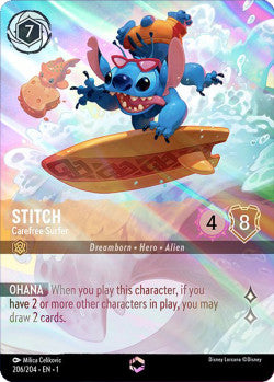 206/204 Stitch - Carefree Surfer Disney Lorcana First Chapter Enchanted