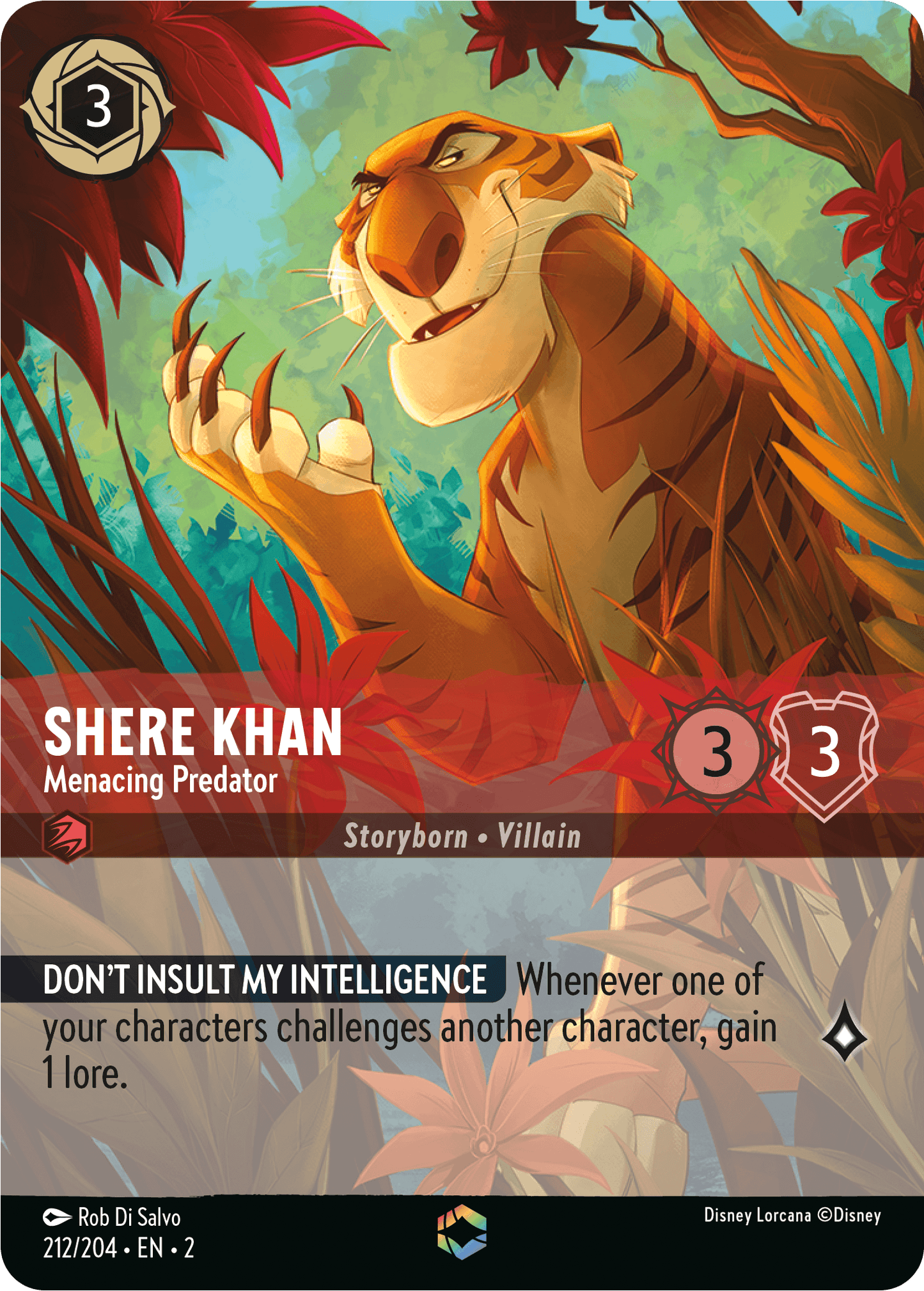 212/204 Shere Khan - Menacing Predator Disney Lorcana Rise of the Floodborn Enchanted