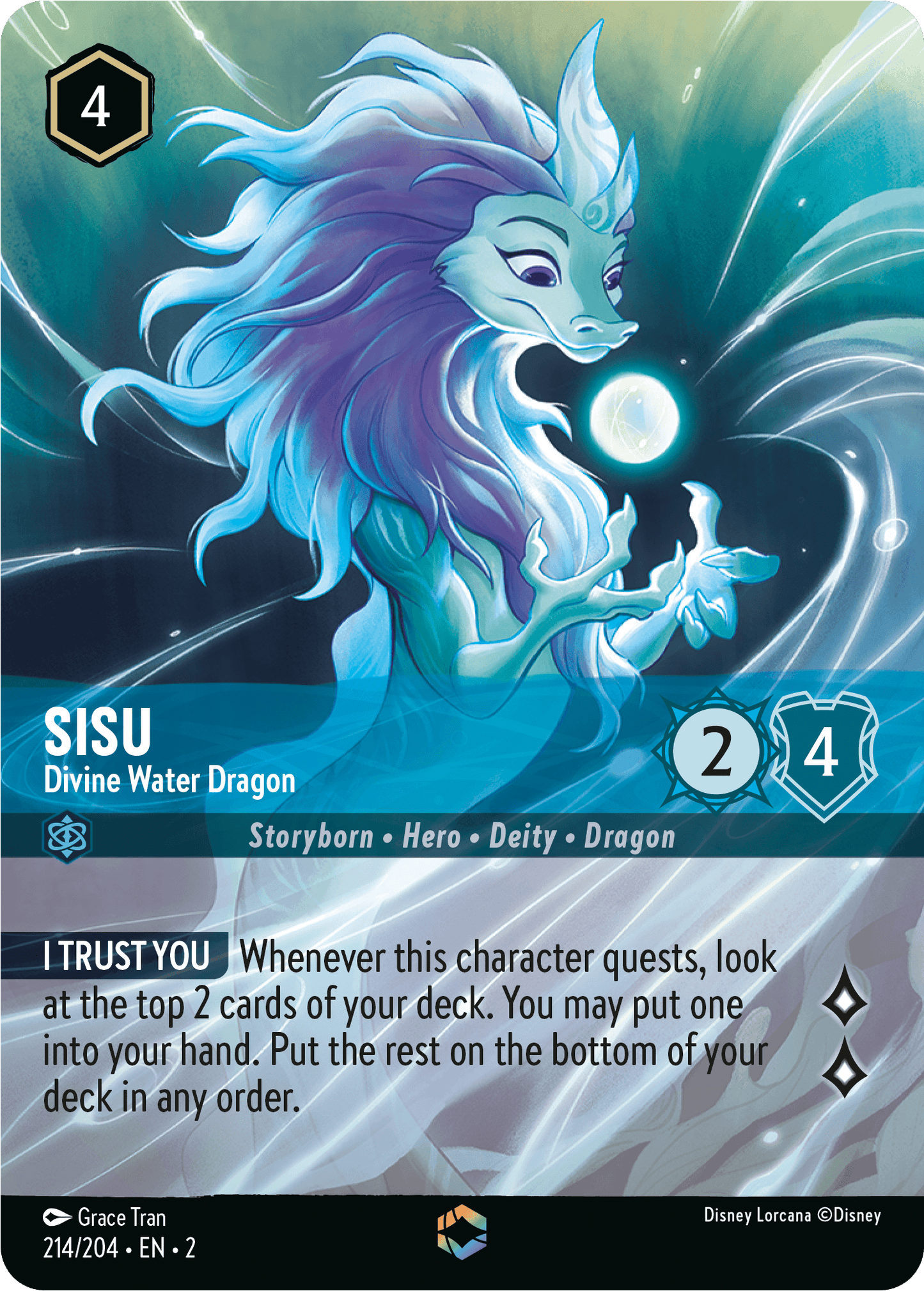 Sisu - Divine Water Dragon Disney Lorcana Rise of the Floodborn Enchanted  214/204