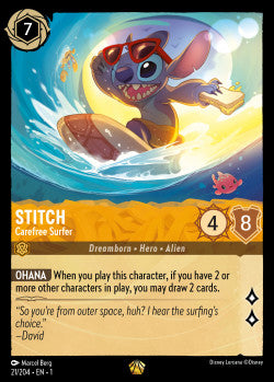 Stitch - Carefree Surfer Disney Lorcana First Chapter Legendary 021/204