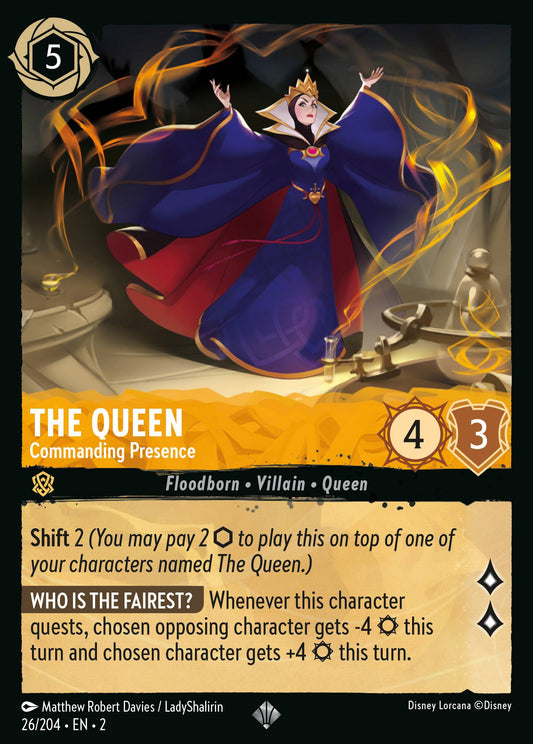 026/204 The Queen - Commanding Presence Disney Lorcana Rise of the Floodborn Super Rare