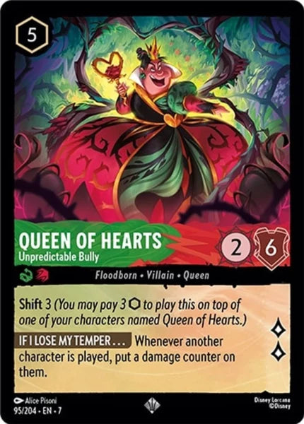 95/204 Disney Lorcana Archazia’s Island Queen of Hearts - Unpredictable Bully Super Rare
