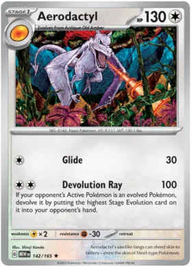 Aerodactyl Rare Reverse Holo Foil Scarlet & Violet 151 142/165