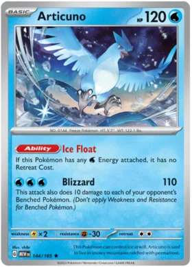 Articuno Rare Reverse Holo Foil Scarlet & Violet 151 144/165