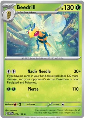 Beedrill Rare Reverse Holo Foil Scarlet & Violet 151 015/165