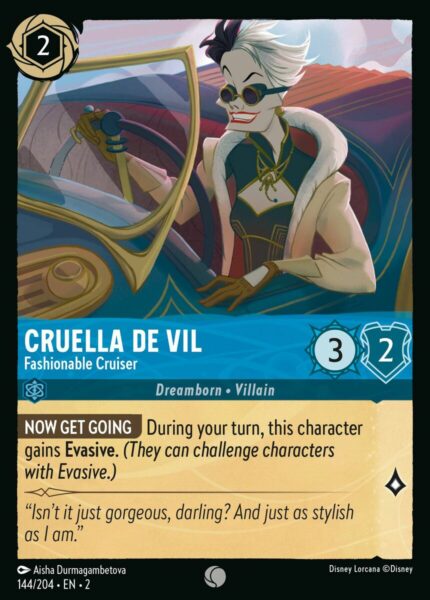 144/204 Cruella De Vil - Fashionable Cruiser Disney Lorcana Rise of the Floodborn Common