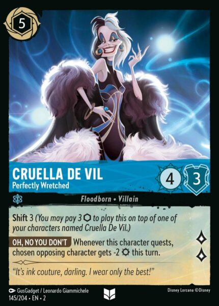 145/204 Cruella De Vil - Perfectly Wretched Disney Lorcana Rise of the Floodborn Uncommon