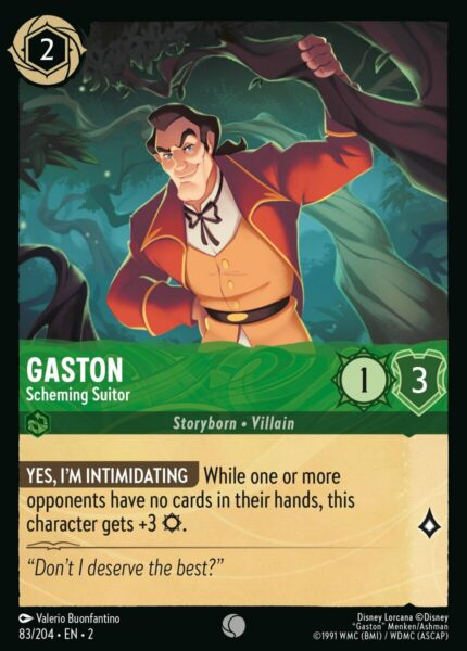 083/204 Gaston - Scheming Suitor Disney Lorcana Rise of the Floodborn Common