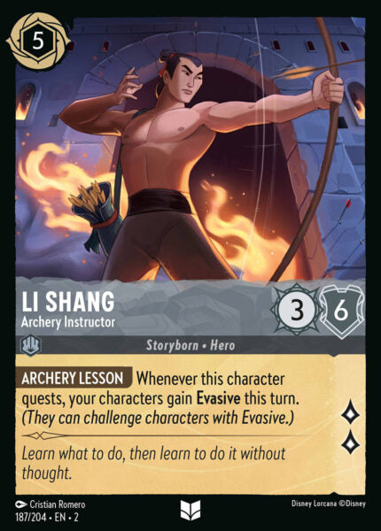 187/204 Li Shang - Archery Instructor Disney Lorcana Rise of the Floodborn Uncommon