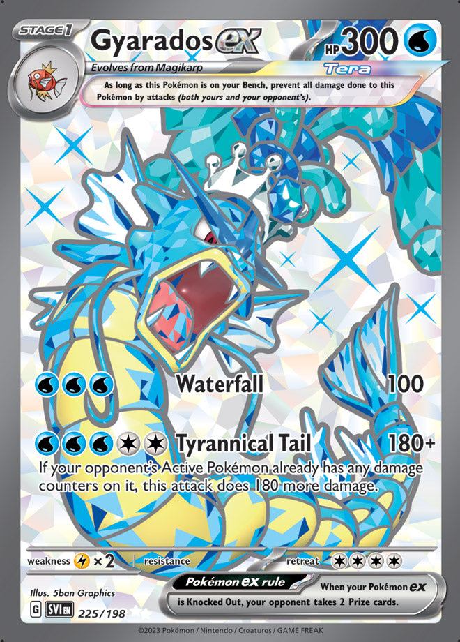 Scarlet & Violet Base Set Pokemon Card Gyarados ex Ultra Rare Full Art  225/198