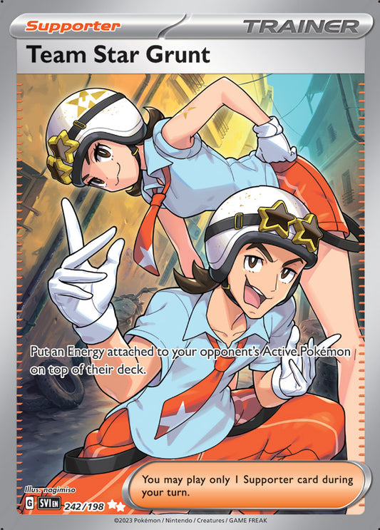Scarlet & Violet Base Set Pokemon Card  Team Star Grunt Ultra Rare Full Art 242/198