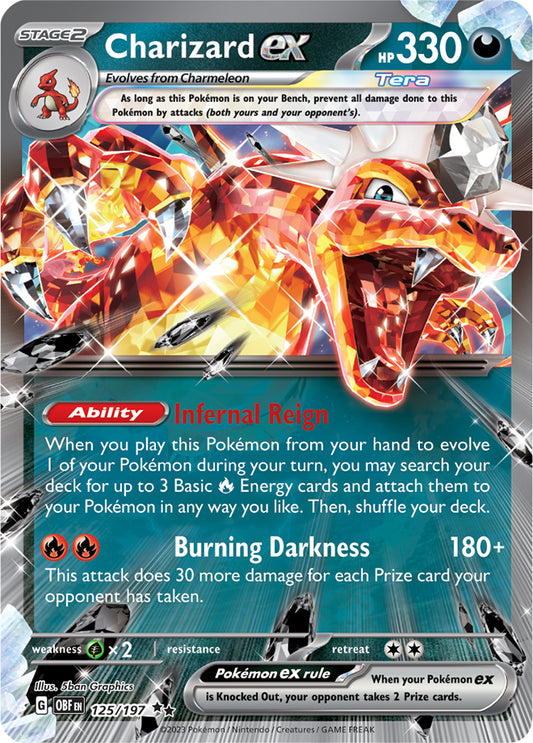 Charizard ex 125/197 Double Rare / Half Art Pokemon Card (SV Obsidian Flames)