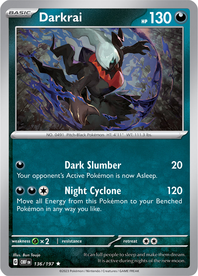 Darkrai 136/197 Rare Reverse Holo Pokemon Card (SV Obsidian Flames)