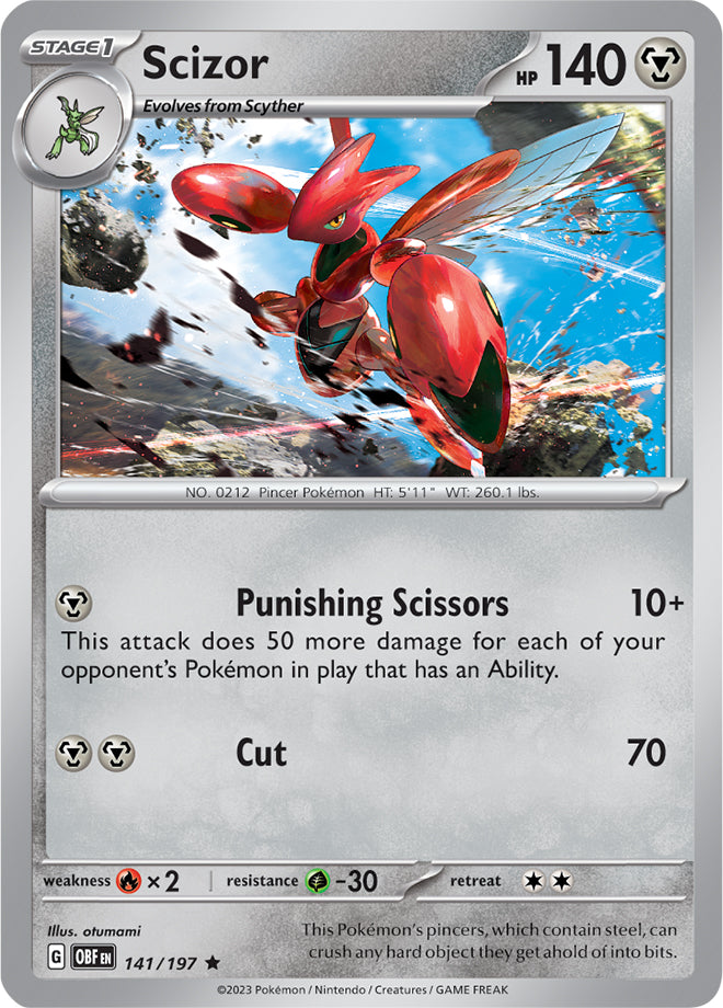 Scizor 141/197 Rare Pokemon Card (SV Obsidian Flames)