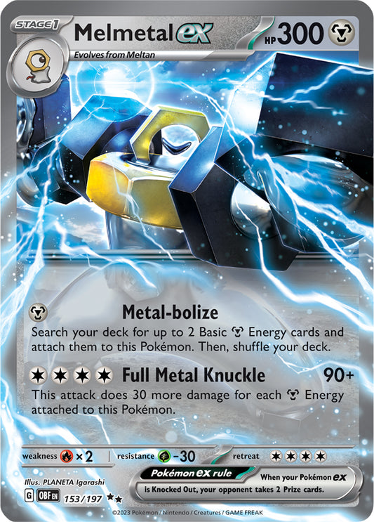 Melmetal ex 153/197 Double Rare / Half Art Pokemon Card (SV Obsidian Flames)