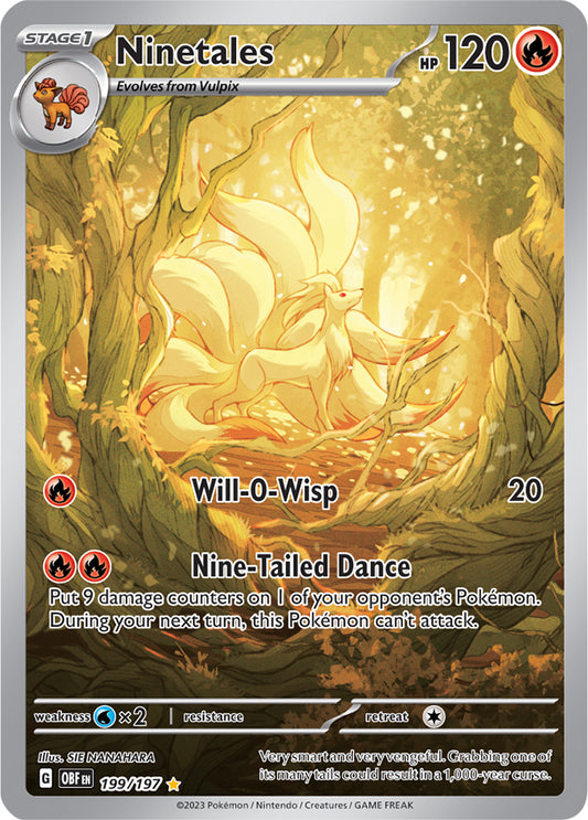 Ninetales 199/197 Illustration Rare Pokemon Card (SV Obsidian Flames)