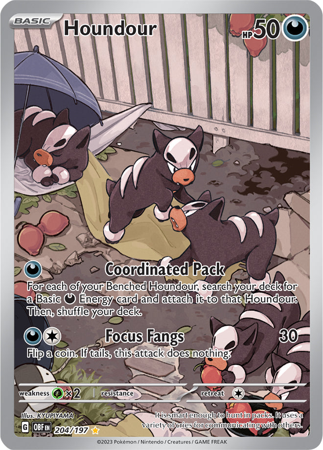 Houndour 204/197 Illustration Rare Pokemon Card (SV Obsidian Flames)