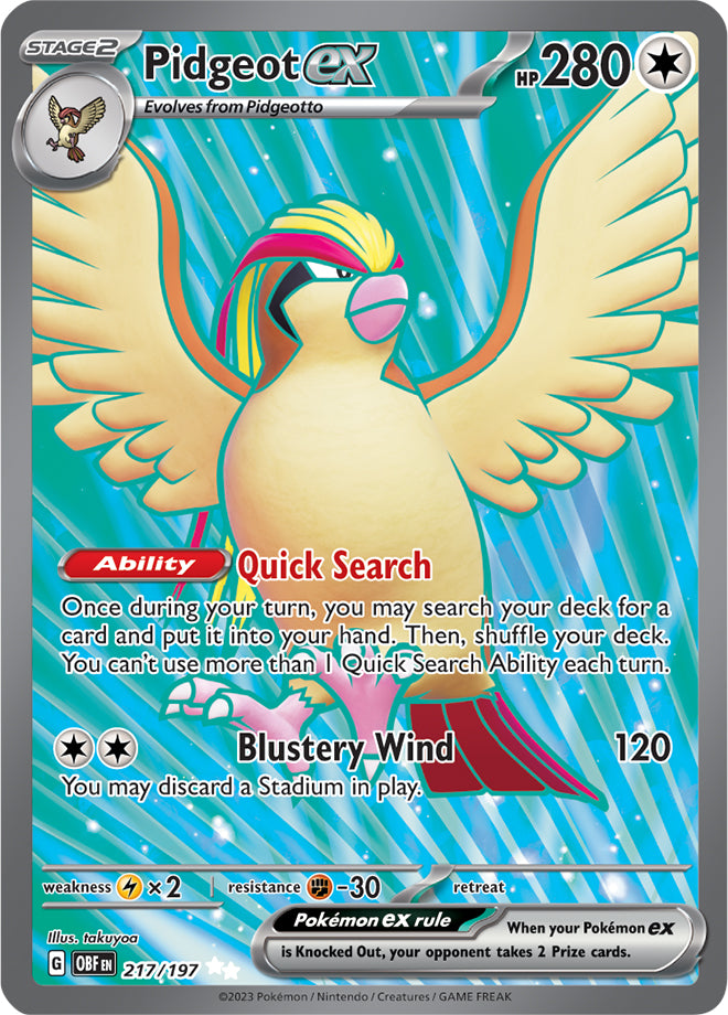 Pidgeot ex 217/197 Ultra Rare Pokemon Card (SV Obsidian Flames)