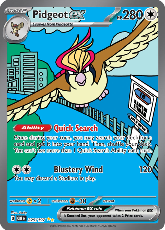 Pidgeot ex 225/197 Special Illustration Rare Pokemon Card (SV Obsidian Flames)