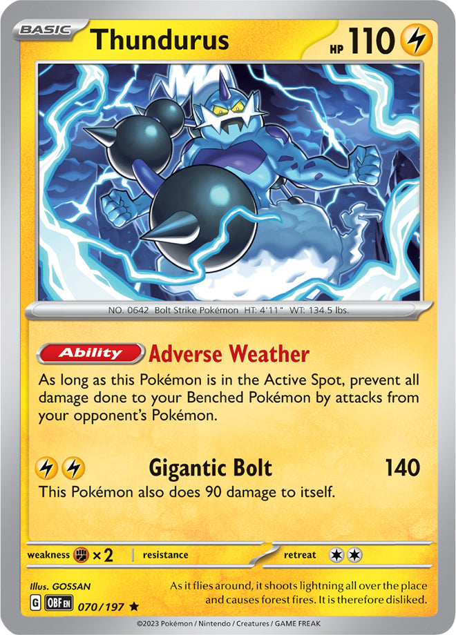 Thundurus 070/197 Rare Pokemon Card (SV Obsidian Flames)