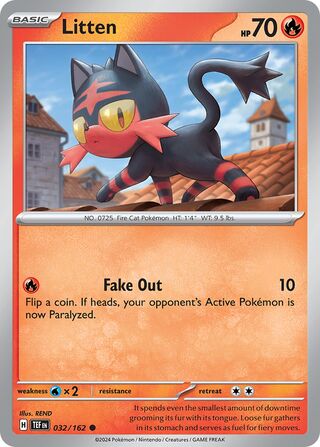 032/162 Litten  Pokemon Temporal Forces  Common