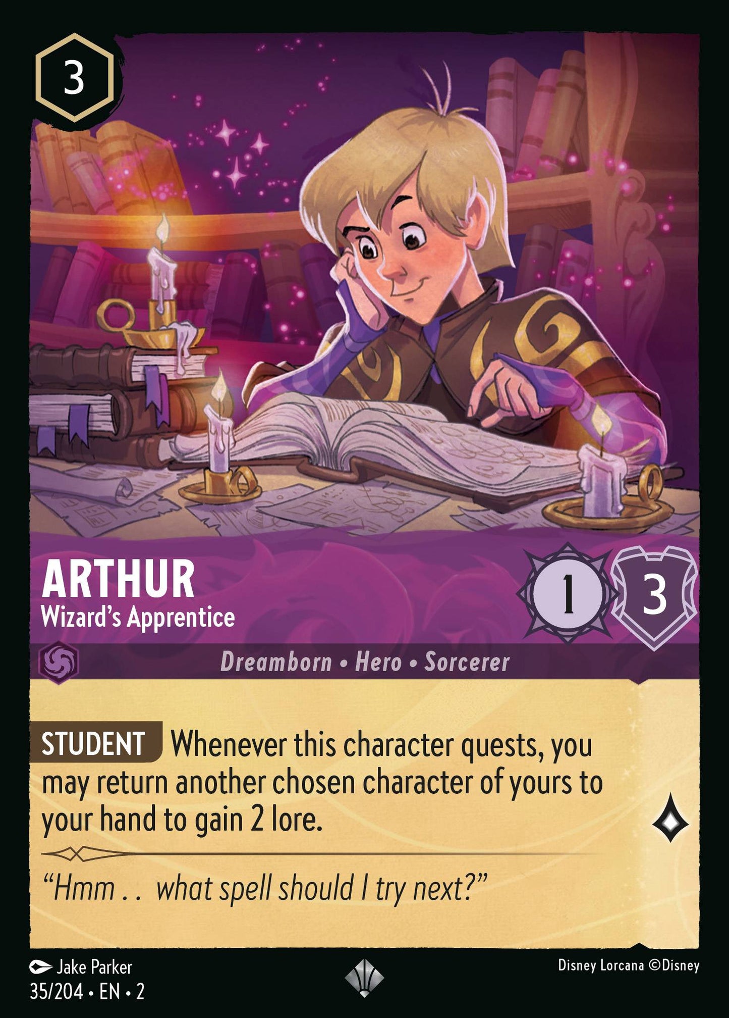 035/204 Arthur - Wizard's Apprentice Disney Lorcana Rise of the Floodborn Super Rare