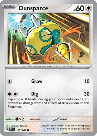 128/162 Dunsparce  Pokemon Temporal Forces  Common