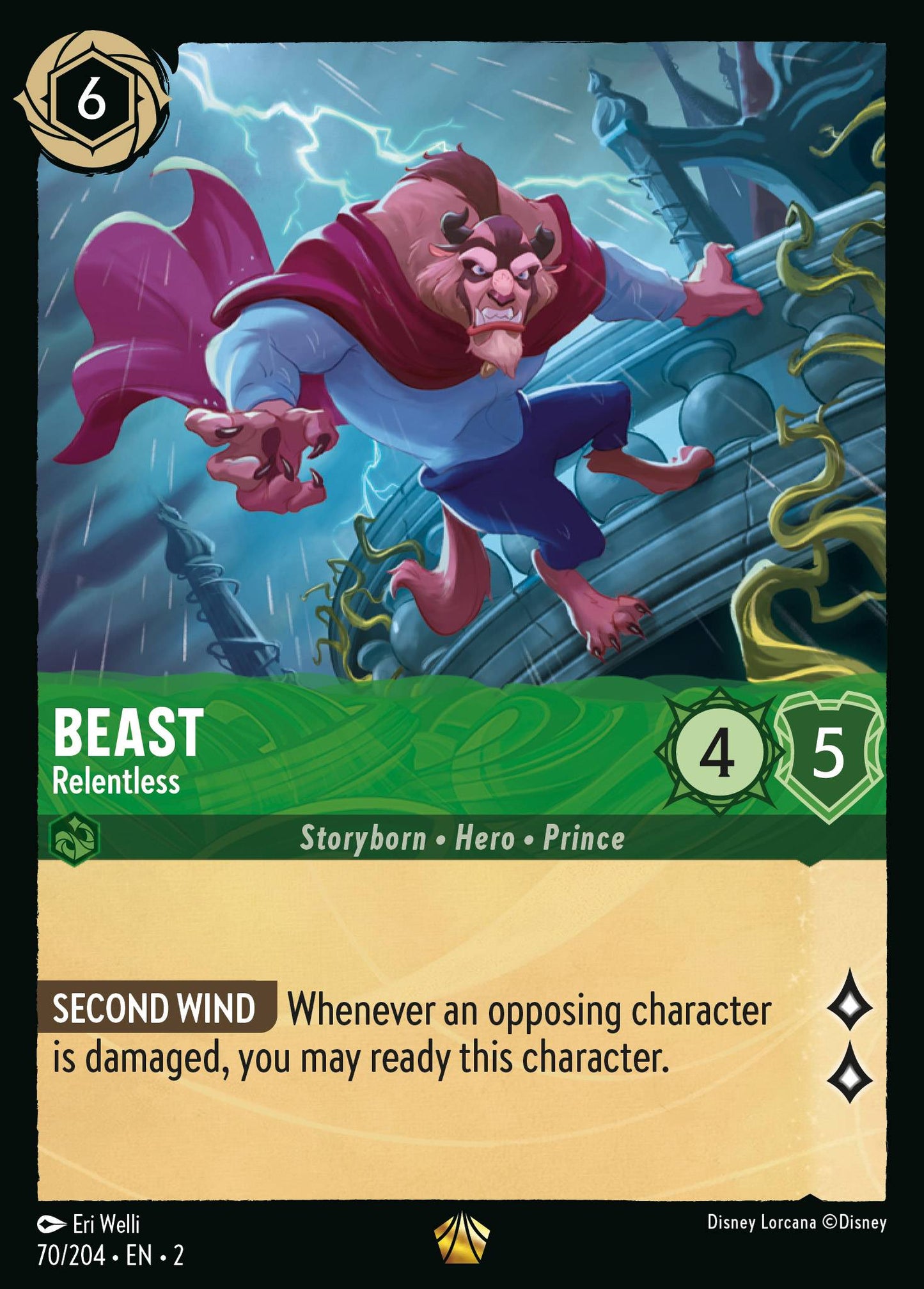 070/204 Beast - Relentless Disney Lorcana Rise of the Floodborn Legendary