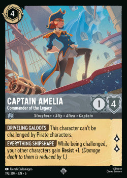 192/204 Disney Lorcana Azurite Sea Captain Amelia - Commander of the Legacy Super Rare