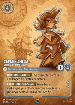 221/204 Disney Lorcana Azurite Sea Captain Amelia - Commander of the Legacy Enchanted