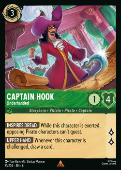 71/204 Disney Lorcana Azurite Sea Captain Hook – Underhanded Rare