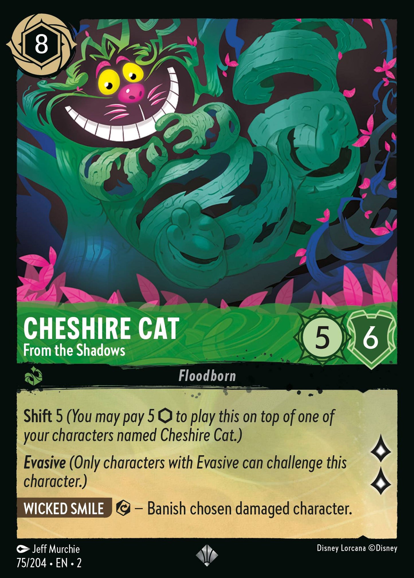 075/204 Cheshire Cat - From the Shadows Disney Lorcana Rise of the Floodborn Super Rare