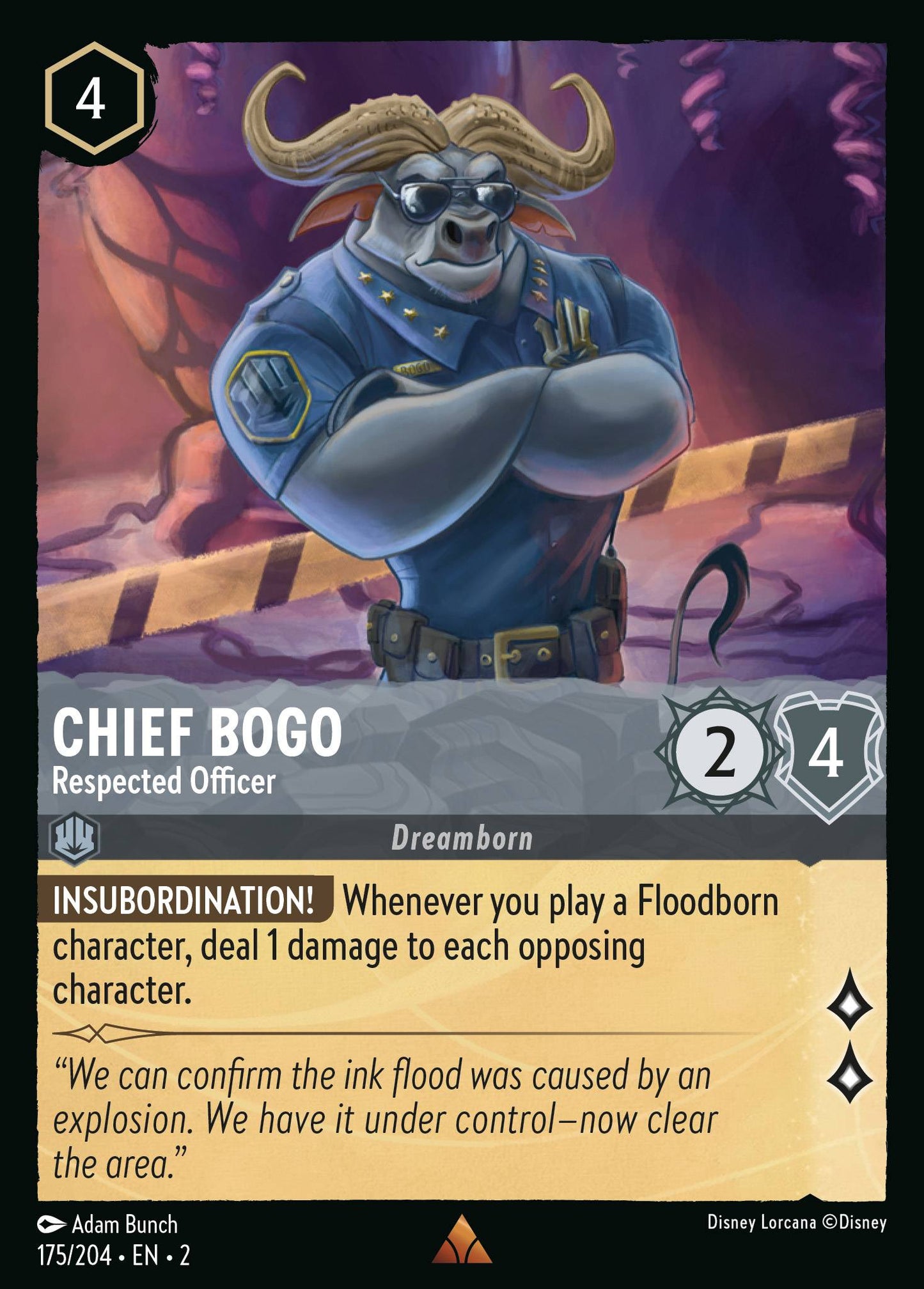 175/204 Chief Bogo - Respected Officer Disney Lorcana Rise of the Floodborn Rare