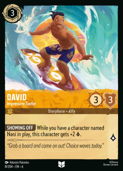 8/204 Disney Lorcana Azurite Sea David - Impressive Surfer Uncommon