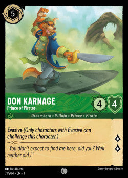 Don Karnage - Prince of Pirates Disney Lorcana into the inklands  Common 071/204 FOIL