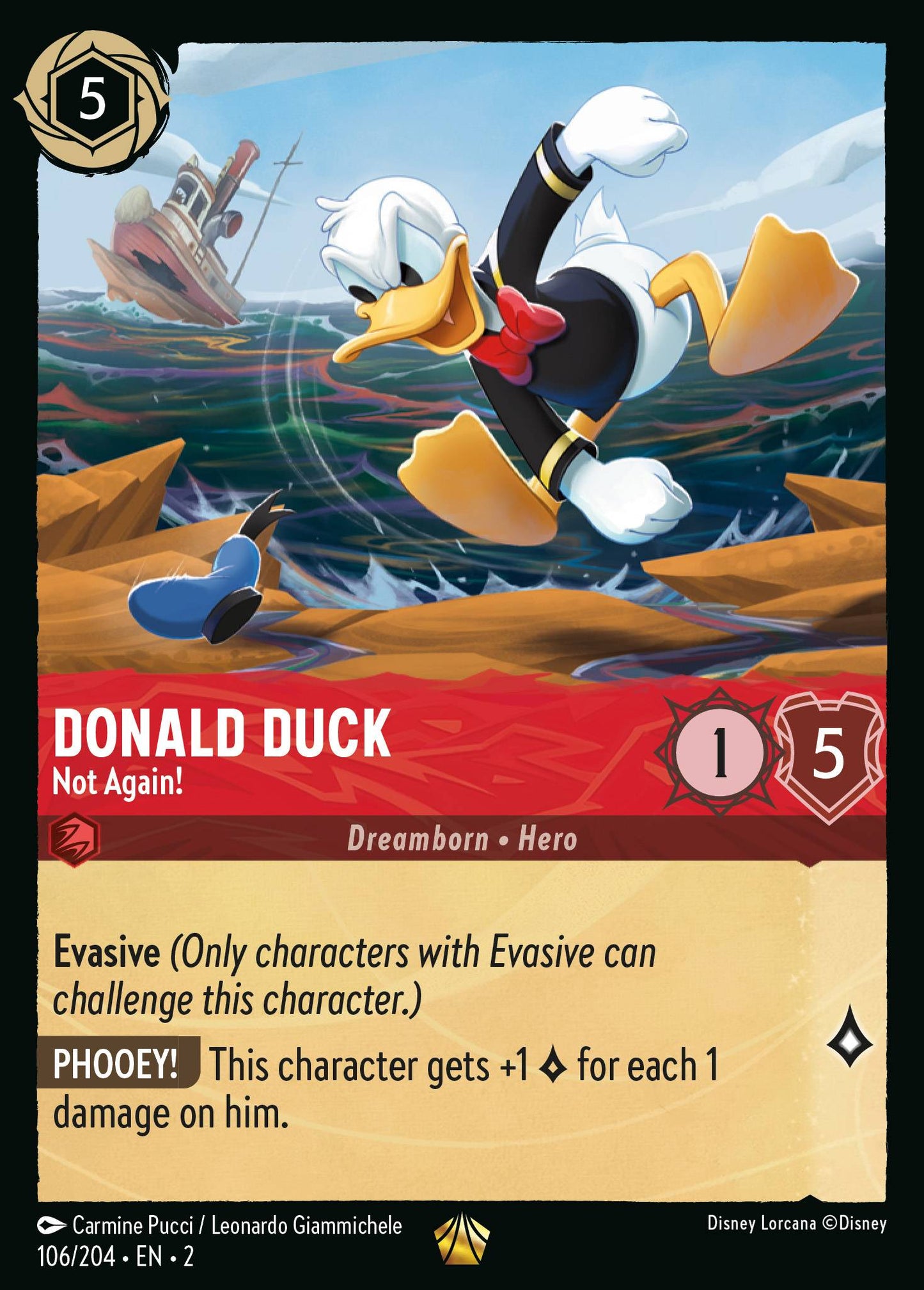 106/204 Donald Duck - Not Again! Disney Lorcana Rise of the Floodborn Legendary