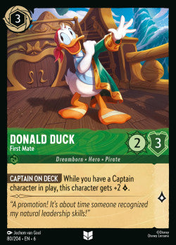 80/204 Disney Lorcana Azurite Sea Donald Duck - First Mate Uncommon