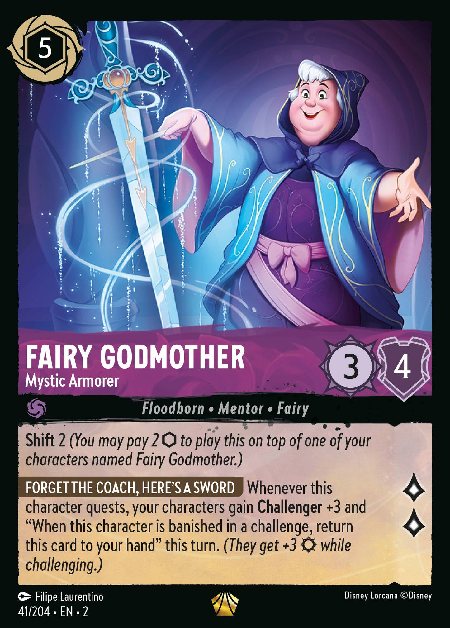 041/204 Fairy Godmother - Mystic Armorer Disney Lorcana Rise of the Floodborn Legendary