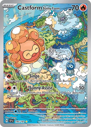 195/191 Surging Sparks Castform Sunny Form Illustration Rare