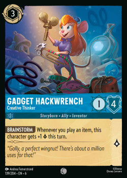 139/204 Disney Lorcana Azurite Sea 139/204 Gadget Hackwrench - Creative Thinker Common