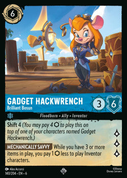 140/204 Disney Lorcana Azurite Sea Gadget Hackwrench - Brilliant Bosun Super Rare